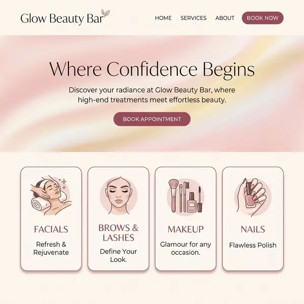 Glow Beauty Bar website design in the UK by LS8 Digital