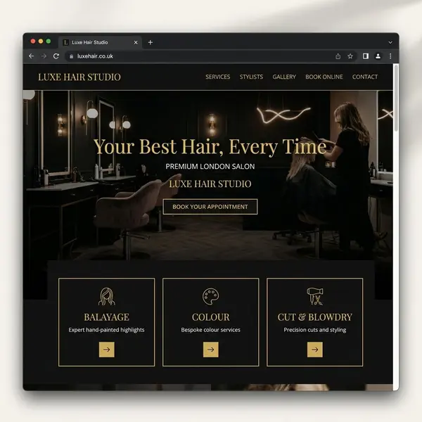 Luxe Hair Studio premium hair salon website design in Leeds by LS8 Digital