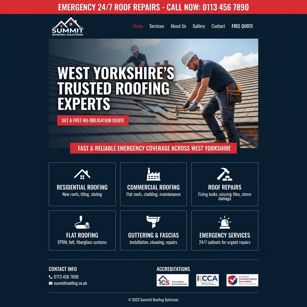 Summit Roofing Solutions roofer website design in Leeds by LS8 Digital